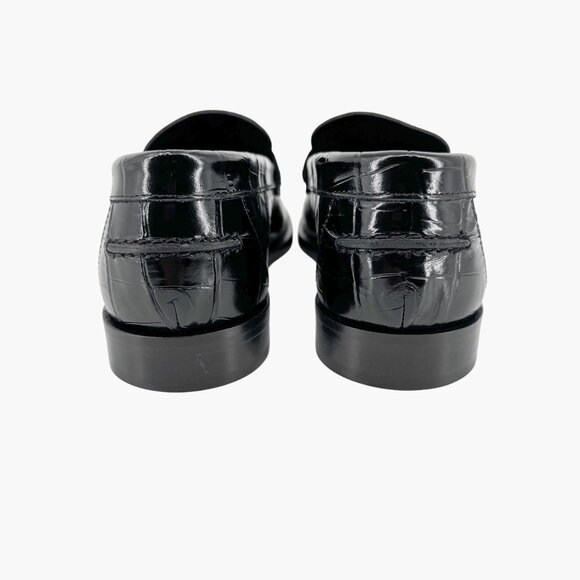 Versace Croc Embossed Medusa '95 Loafers Size 39.5 US 9.5 Black Leather Flat - Picture 6 of 15
